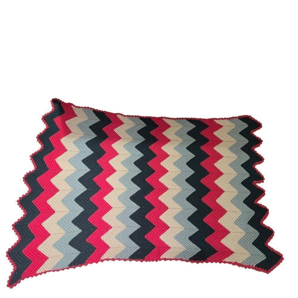 ‎Hand knit striped afgan throw